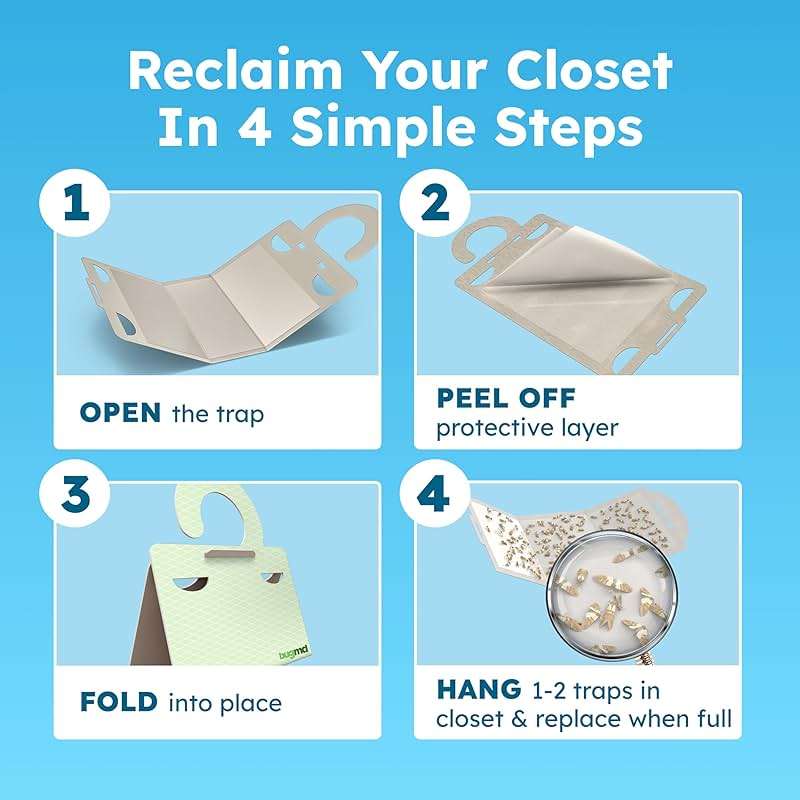 BugMD Clothes & Pantry Moth Traps (6 Count) – Sticky Glue Pheromone-Based Repellent for Closets, Cabinets & Wardrobes – Non-Toxic - Green - Image 4