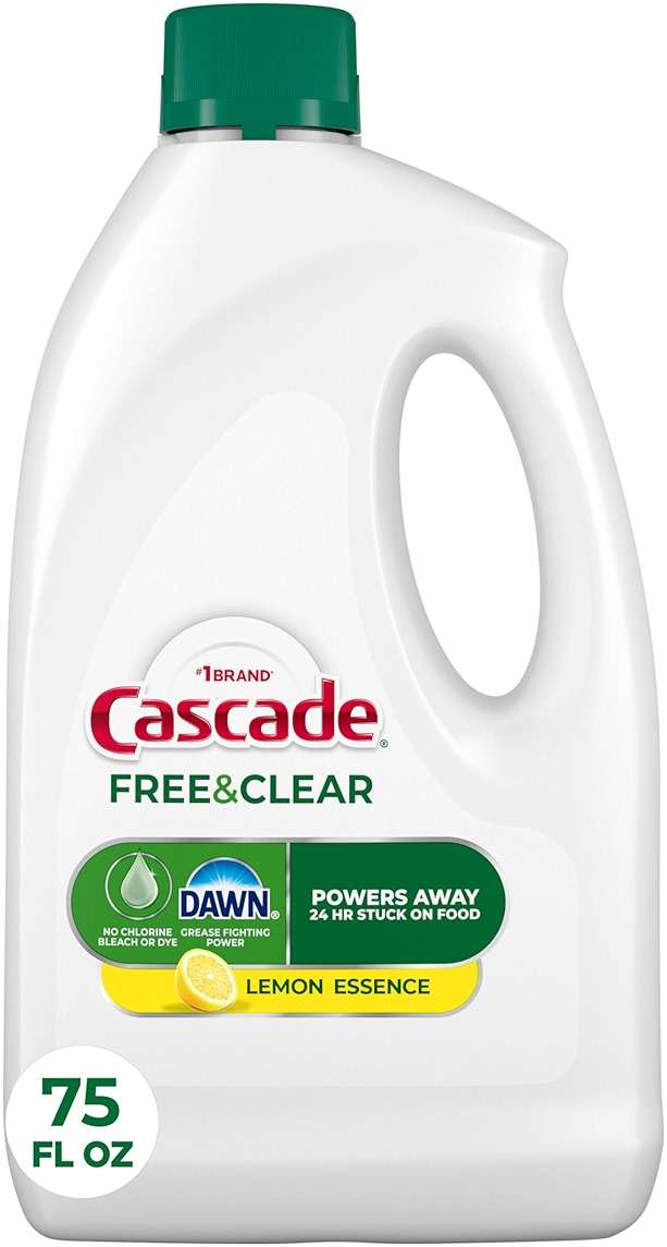 Cascade Free & Clear Dishwasher Detergent Liquid Gel, Dish Detergent, Dishwasher Soap, Lemon, 75oz - Image 1