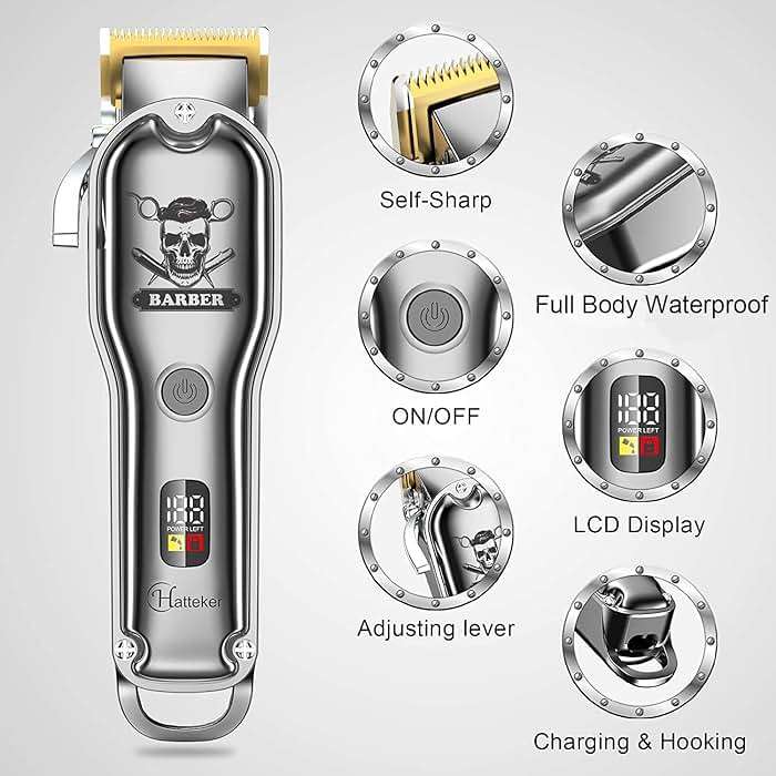Hatteker Hair Cutting Kit Pro Hair Clippers for Men Professional Barber Clippers IPX7 Waterproof Cordless Beard / Hair Trimmer - Image 2
