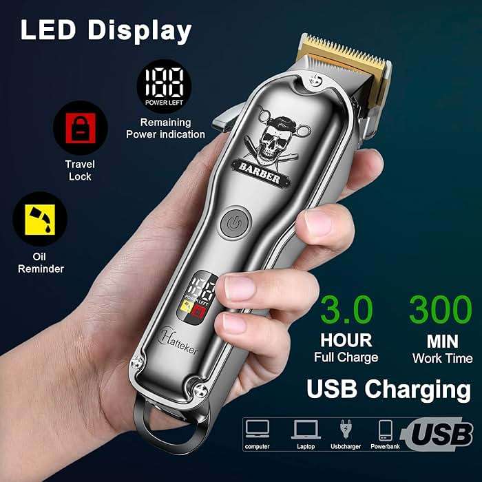 Hatteker Hair Cutting Kit Pro Hair Clippers for Men Professional Barber Clippers IPX7 Waterproof Cordless Beard / Hair Trimmer - Image 6