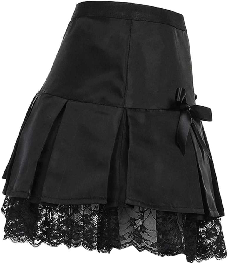 Women Lace Patchwork Mini Pleated Skirts High Waist Lace Up Ruffle Short Skirts Harajuku Goth Skirt - Image 4