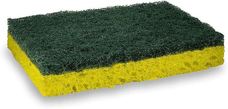 Amazon Basics Heavy Duty Dual-Sided Scrub Sponges, Reusable, 4.4 x 2.7 x 0.8 in, Yellow/Green, 6-Pack - Image 5