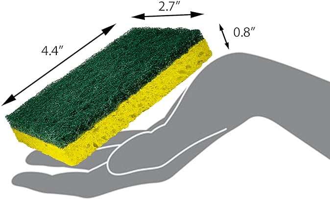 Amazon Basics Heavy Duty Dual-Sided Scrub Sponges, Reusable, 4.4 x 2.7 x 0.8 in, Yellow/Green, 6-Pack - Image 6