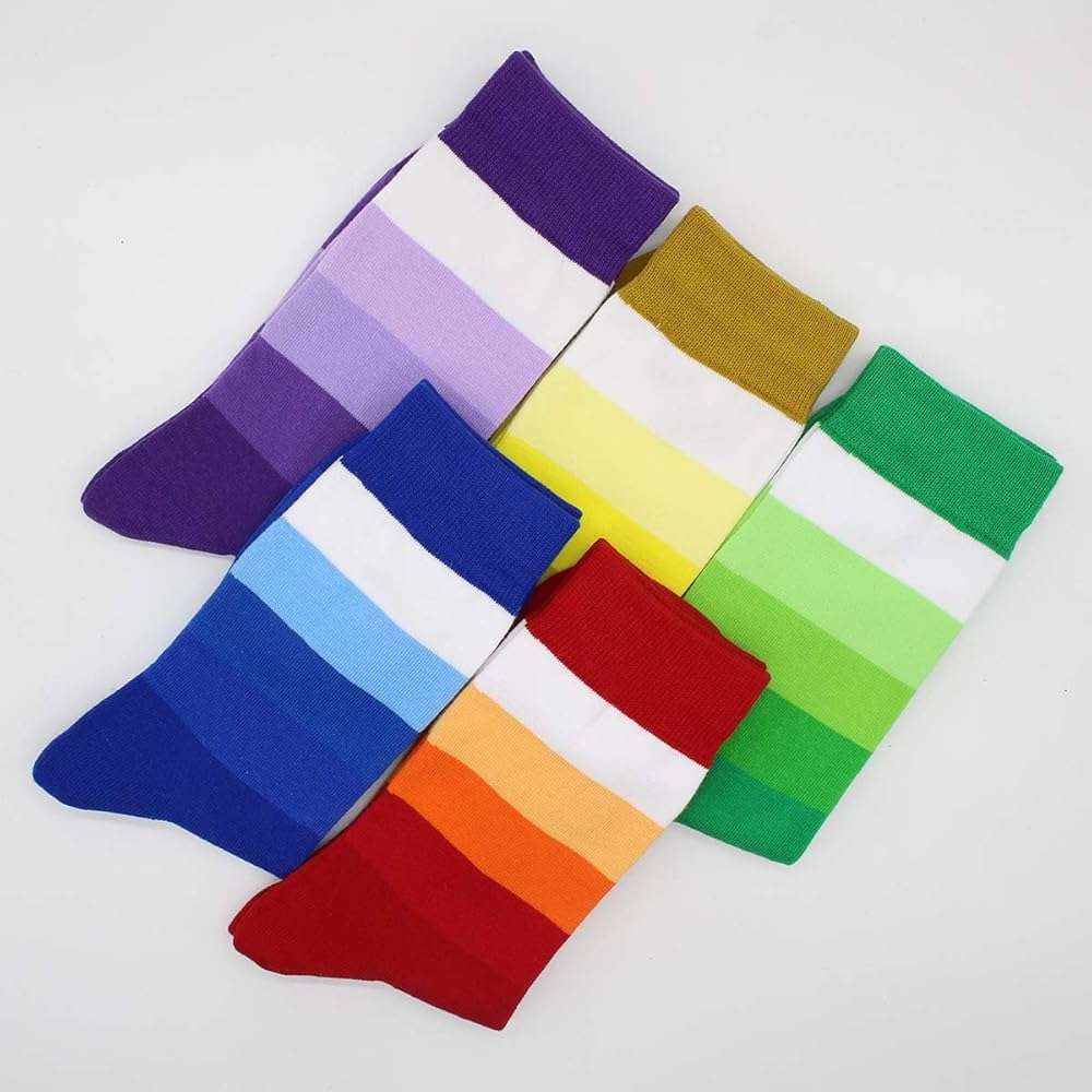 TOEJYJ Mens Fun Dress Socks, Pattern Funny Casual Socks Pack, Colorful Striped Cotton Novelty Socks Size 10-13 - Image 3