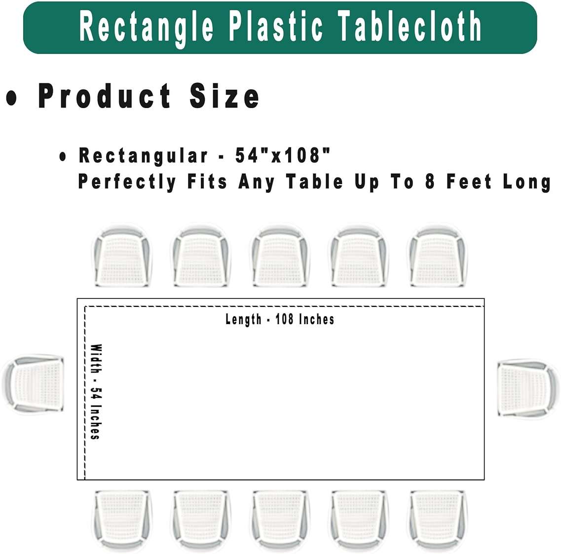 PARTY ULYJA White Plastic Tablecloths 2 Pack Disposable Table Covers 54 x 108 Inch Bridal Shower PEVA Vinyl Table Cloths for Picnic Birthday Wedding Banquet Parties 8 ft Rectangle Table Use - Image 2