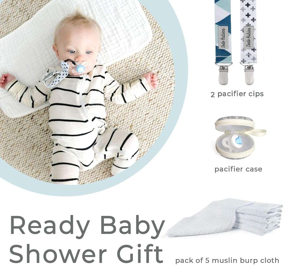 Dodo Babies Baby Muslin Burp Cloths 5 Pack 2 Pacifier Clips + Pacifier Case, 100% Cotton Large 20" by 10" Hand Washcloths, 6 Layers Extra Absorbent and Soft, Excellent Baby Shower/Registry Gift - Image 5