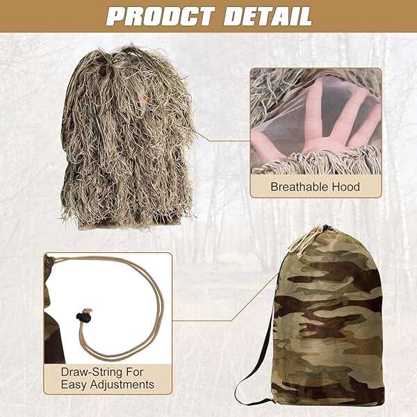 DoCred 5 in 1 Ghillie Suit, 3D Camouflage Hunting Apparel w/Jacket, Pants, Hood, Carry Bag for Adults/Youth, S/M/L/XL/XXL - Image 5