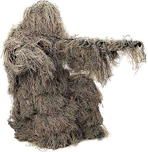 DoCred 5 in 1 Ghillie Suit, 3D Camouflage Hunting Apparel w/Jacket, Pants, Hood, Carry Bag for Adults/Youth, S/M/L/XL/XXL - Image 8
