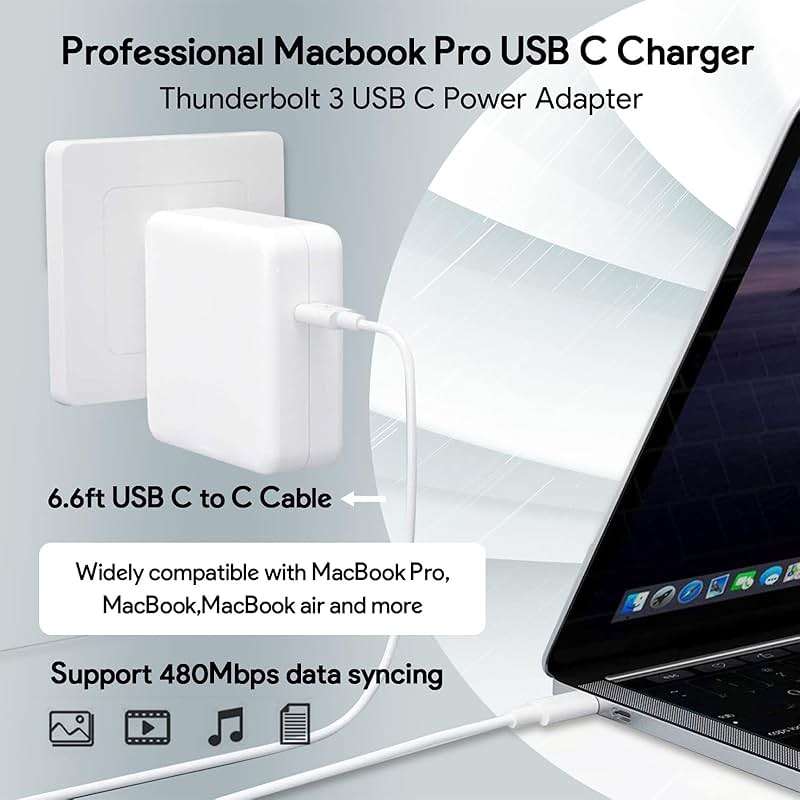 Mac Book Pro Charger - 96W USB C Charger Fast Charger for USB C Port MacBook pro & MacBook Air, ipad Pro, Samsung Galaxy and All Type C Device, 6.6 ft USBC Cable Included - Image 3