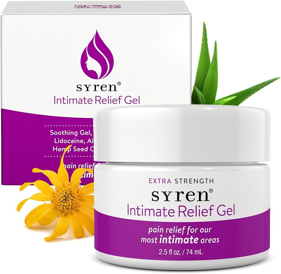 Syren Intimate Relief Gel with 4% Lidocaine for External Sensitivity, vulvodynia, dyspareunia, Vaginal discomfort, Dryness, Gentle Postpartum and Post-Procedure Support, 2.5 oz, Made in USA - Product Image