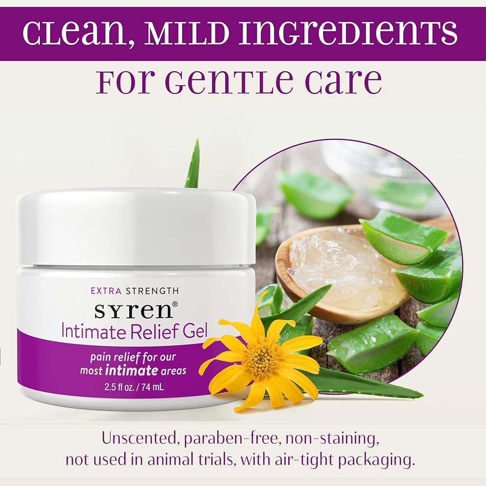 Syren Intimate Relief Gel with 4% Lidocaine for External Sensitivity, vulvodynia, dyspareunia, Vaginal discomfort, Dryness, Gentle Postpartum and Post-Procedure Support, 2.5 oz, Made in USA - Image 3