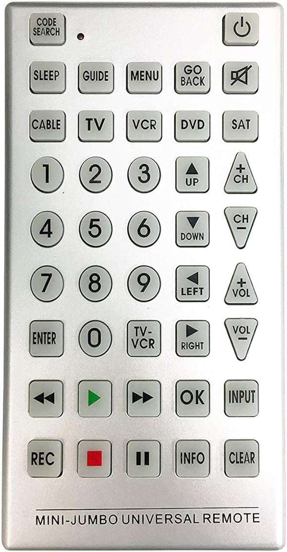 PrimeTrendz Universal Mini Jumbo Remote Control for TV VCR DVD Satellite Cable & More - Never Lose The Remote Again! - Image 1