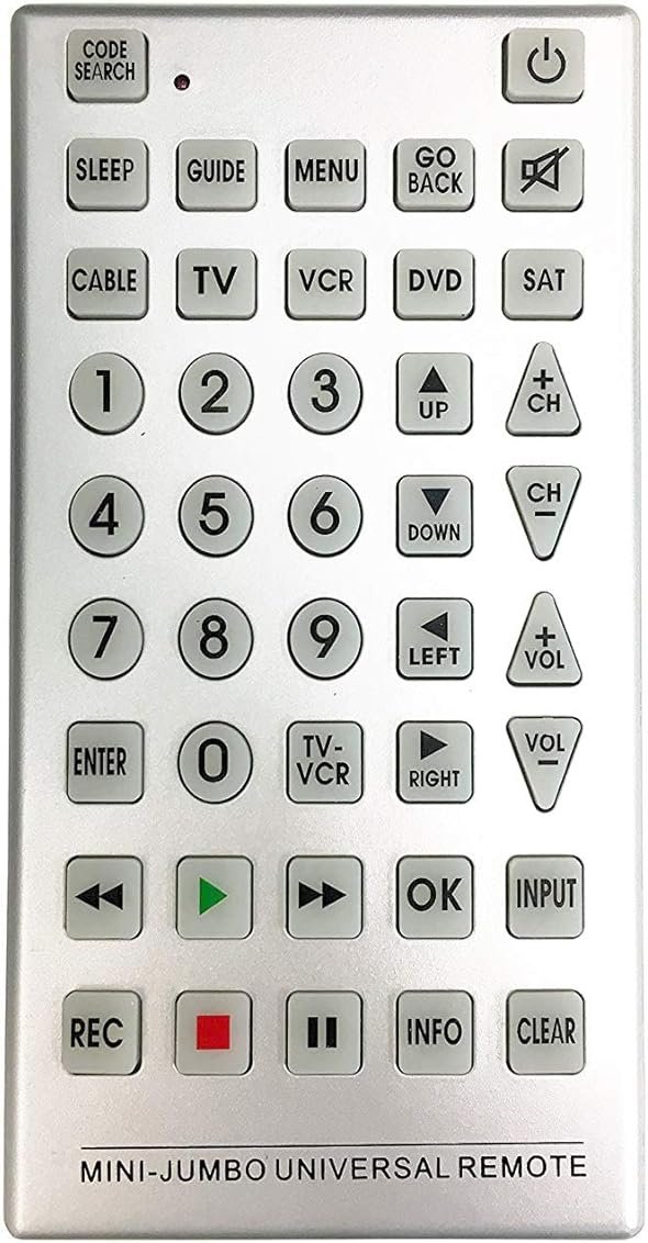 PrimeTrendz Universal Mini Jumbo Remote Control for TV VCR DVD Satellite Cable & More - Never Lose The Remote Again! - Product Image