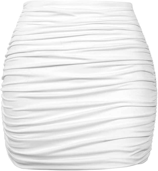 YMDUCH Women's Sexy High Waist Solid Tight Ruched Bodycon Mini Club Skirt - Image 1