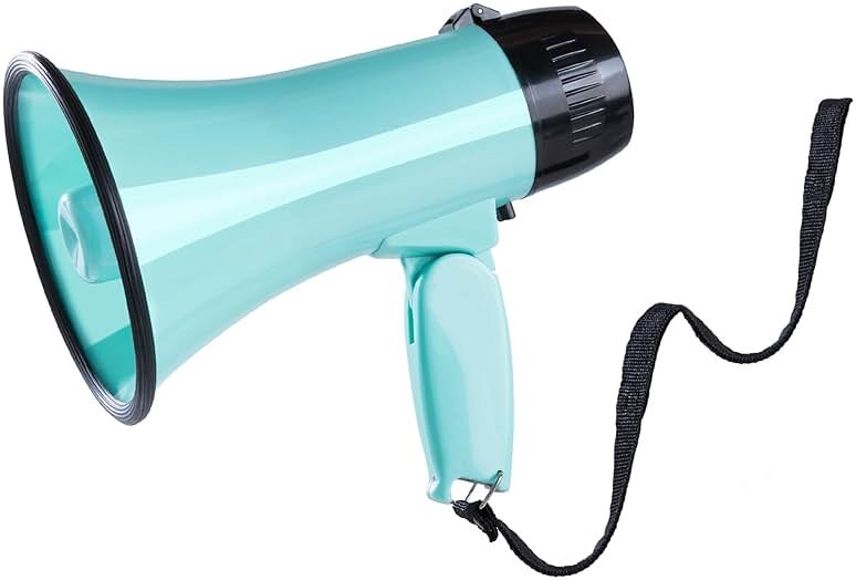 MyMealivos 20W Megaphone Bullhorn, Built in Siren & 240s Recording, 5.4"×8.6" Portable Megaphone with Volume Control Cover Up to 300 feet+ for Indoor and Outdoor Activities - Product Image