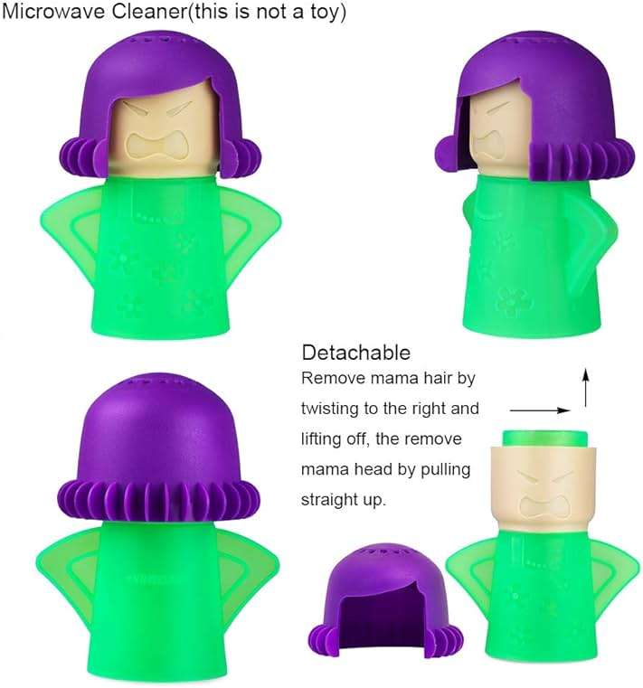 Angry Mama Microwave Oven Steam Cleaner, Angry Mom Microwave Cleaner, Just Add Vinegar and Water, Cut Cleaning Time by Half (Green) - Image 3