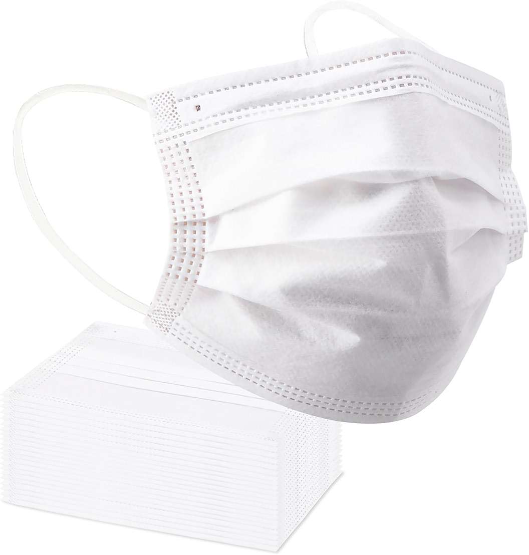 Borje White Disposable Face Masks 100 Pcs White Face Mask 3 Ply Protection Masks - Image 1