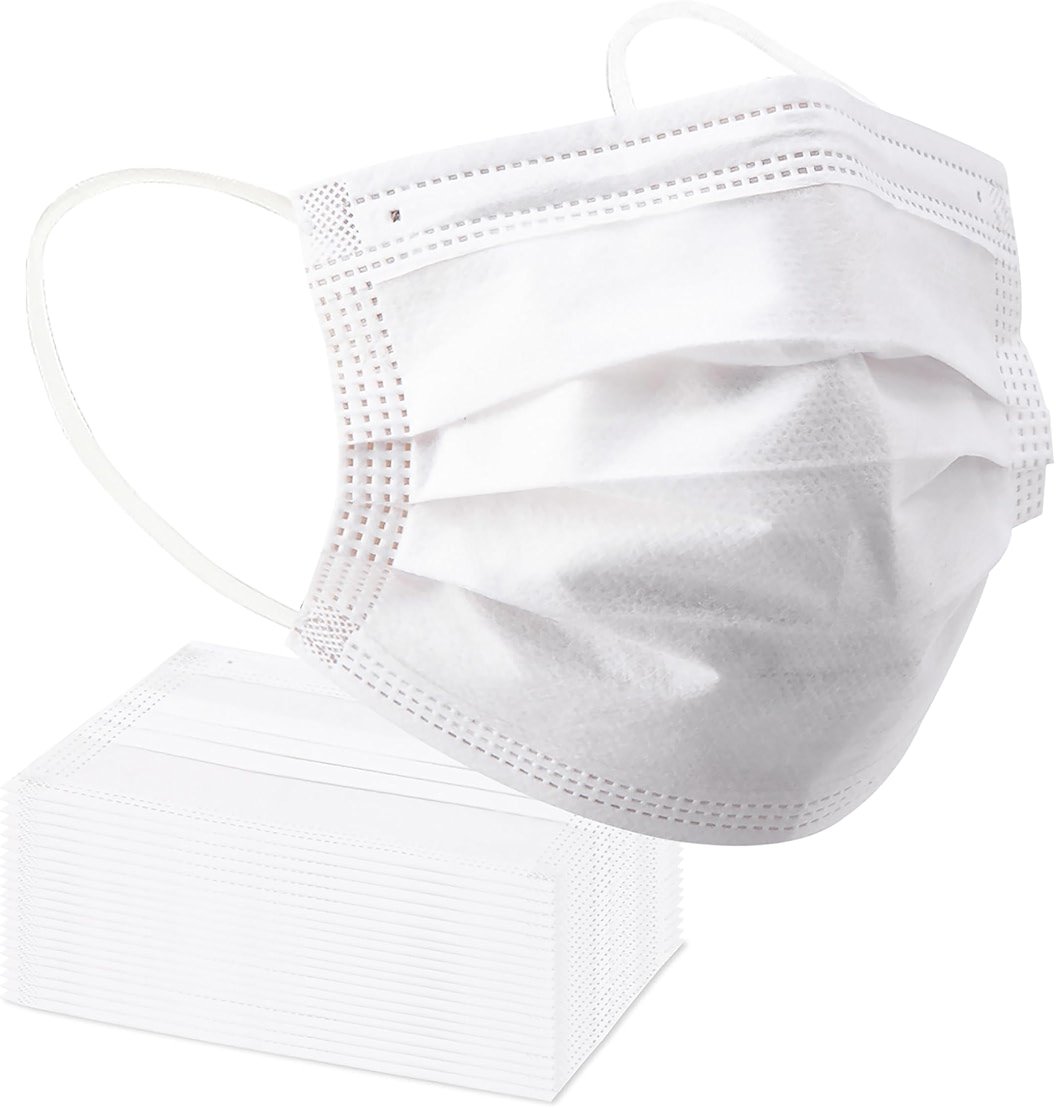 Borje White Disposable Face Masks 100 Pcs White Face Mask 3 Ply Protection Masks - Product Image