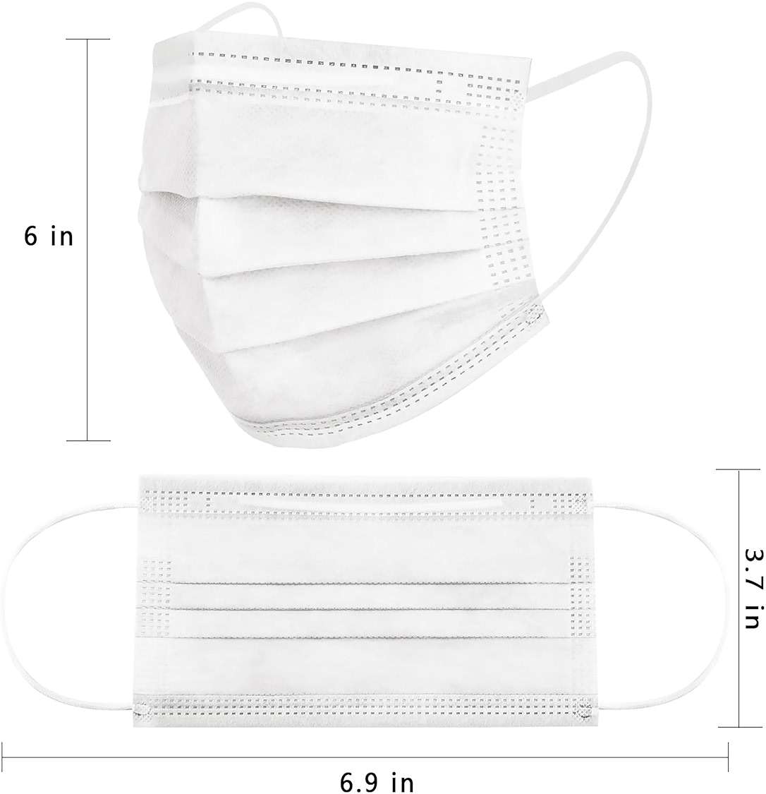 Borje White Disposable Face Masks 100 Pcs White Face Mask 3 Ply Protection Masks - Image 4