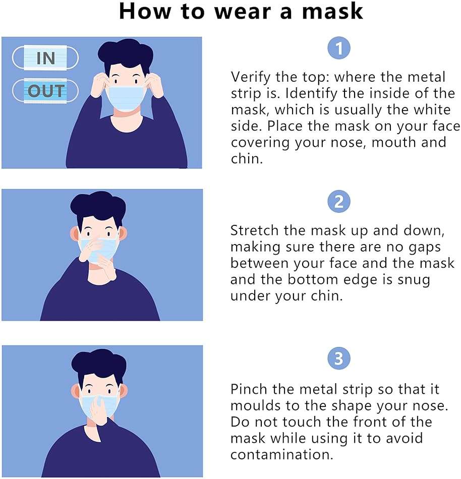 Borje White Disposable Face Masks 100 Pcs White Face Mask 3 Ply Protection Masks - Image 7