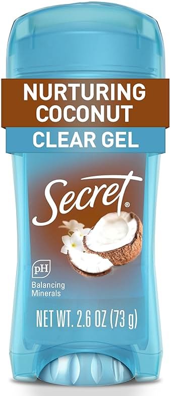 Secret Fresh Antiperspirant Deodorant for Women, 72hr Breathable Sweat & Odor Protection, Instant Freshness & Gentle, PH Balancing Minerals, Clear Gel, Nurturing Coconut Scent, 2.6 oz - Product Image