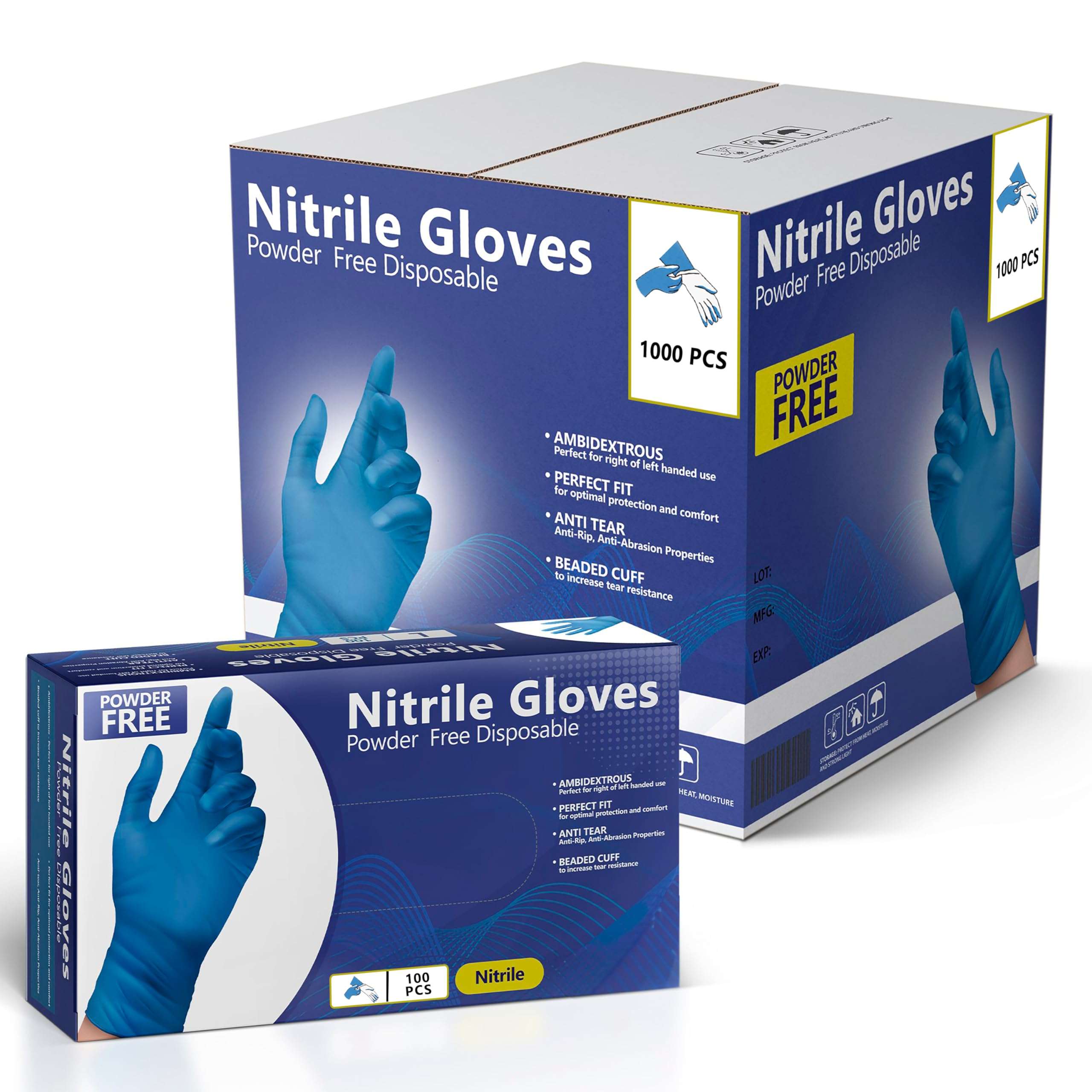 AroCare Nitrile Gloves, Disposable Gloves, Comfortable, Powder Free, Latex Free | 100-1000 Gloves - Image 1