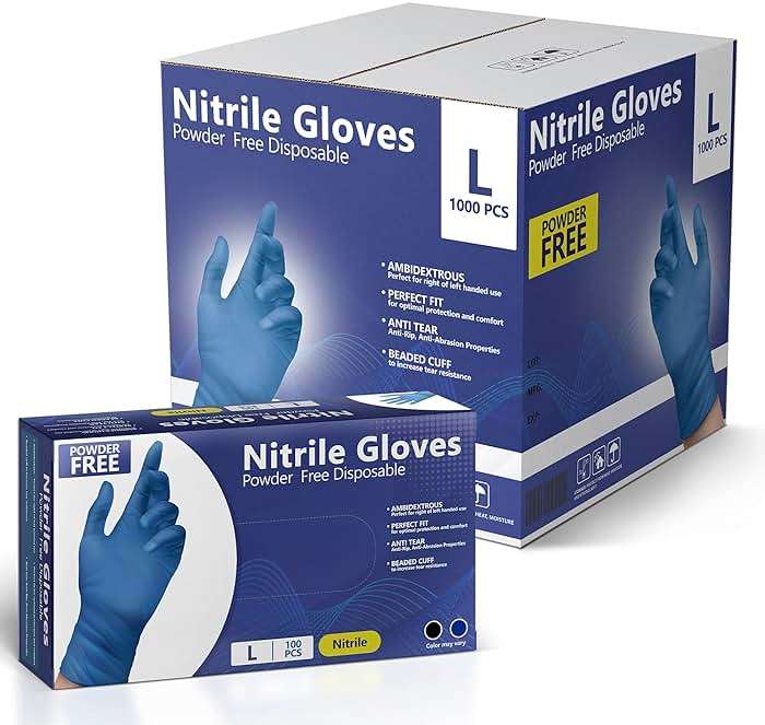 AroCare Nitrile Gloves, Disposable Gloves, Comfortable, Powder Free, Latex Free | 100-1000 Gloves - Image 2