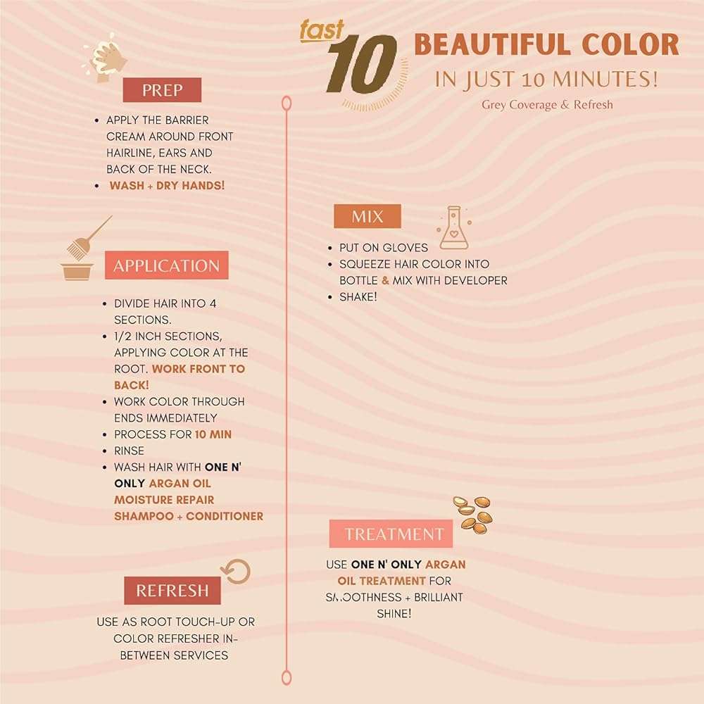 One 'N Only Fast 10 Permanent Hair Color Kit - Hair Dye for Women with Argan Oil to Maintain Moisture Balance - Advanced Micro-Pigments for Natural Tones (5N Natural Light Brown) - Image 4