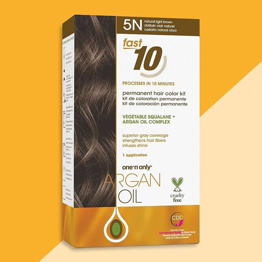 One 'N Only Fast 10 Permanent Hair Color Kit - Hair Dye for Women with Argan Oil to Maintain Moisture Balance - Advanced Micro-Pigments for Natural Tones (5N Natural Light Brown) - Image 7