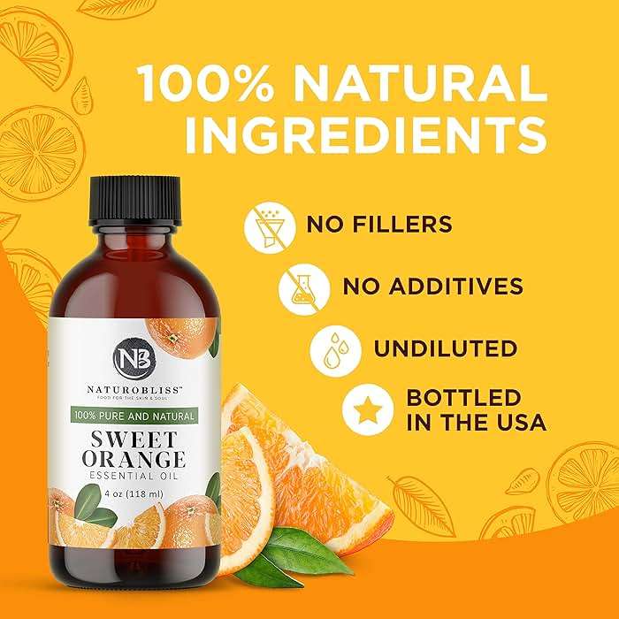 NaturoBliss 100% Pure & Natural Sweet Orange Essential Oil Therapeutic Grade Premium Quality Oil with Glass Dropper - Huge 4 fl. Oz - Perfect for Aromatherapy and Relaxation - Image 3