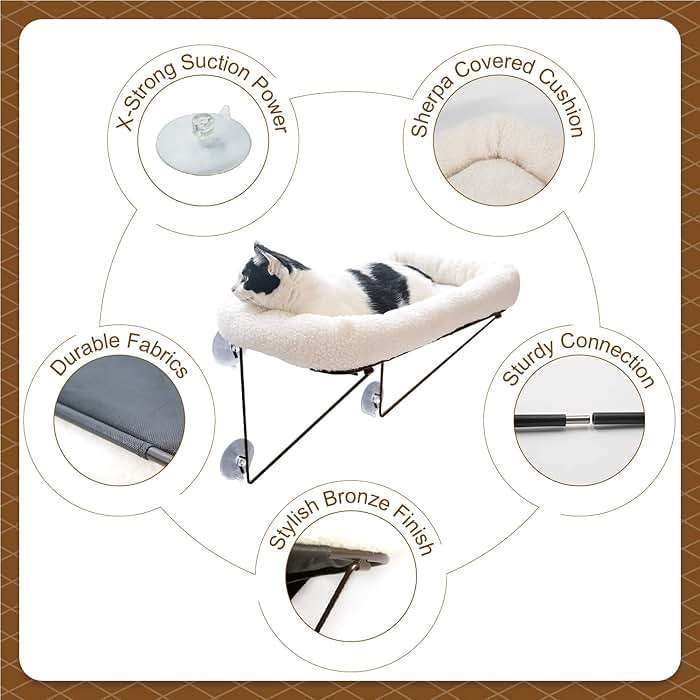 Zakkart Cat Window Perch - 100% Metal Supported from Below - Comes with Warm Spacious Pet Bed - Cat Window Hammock for Large Cats & Kittens - for Sunbathing, Napping & Overlooking (White) - Image 4