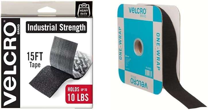 VELCRO Brand Heavy Duty Tape and ONE-WRAP Double Sided Roll Bundle | Holds 10 lbs, Cut to Length Straps | Industrial Strength for Indoor or Outdoor Use - Image 1