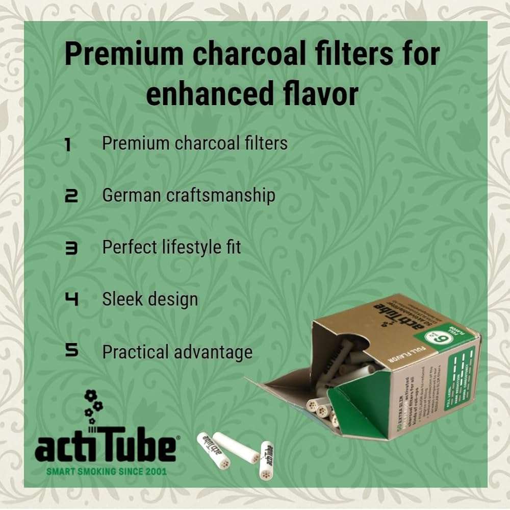 actiTube Extra Slim Gold Active Carbon Filter 6 mm Pack of 50 50 g - Image 3