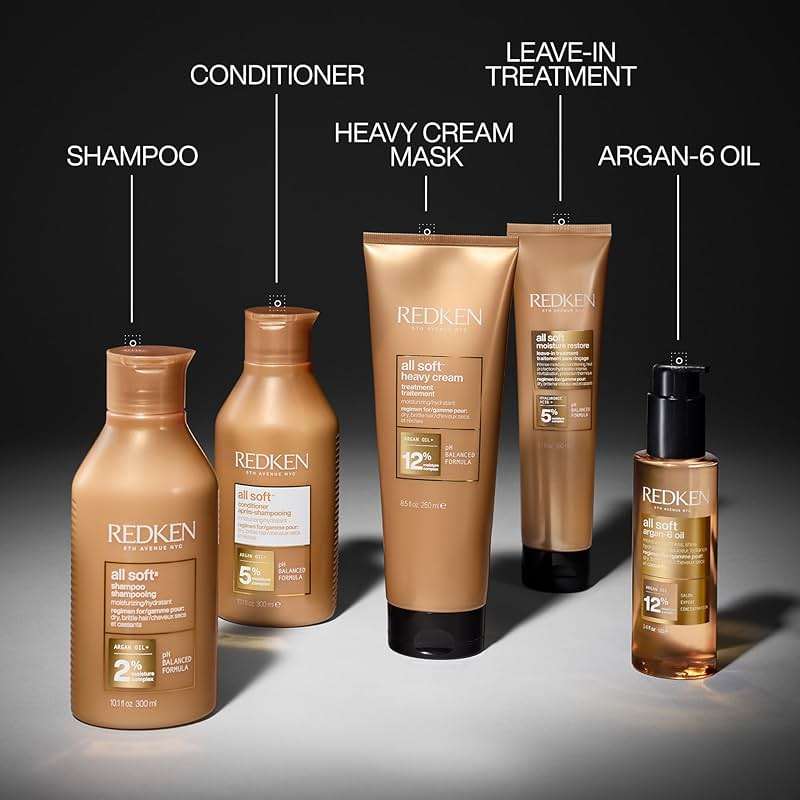 Redken All Soft Shampoo - Moisturizes & Hydrates Dry, Brittle Hair, Gently Cleanses and Softens, With Argan Oil, Safe For Color-Treated Hair - Image 5