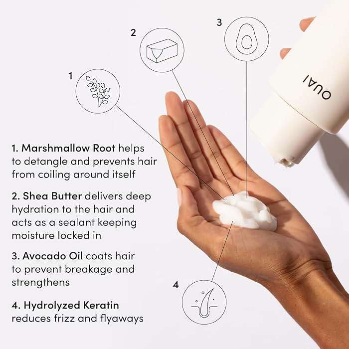 OUAI Thick Hair Shampoo and Conditioner Set - Sulfate Free Shampoo and Conditioner for Thick Hair Care - Moisturizes, Strengthens & Fights Frizz - Made with Keratin & Shea Butter (10 Fl Oz) - Image 5