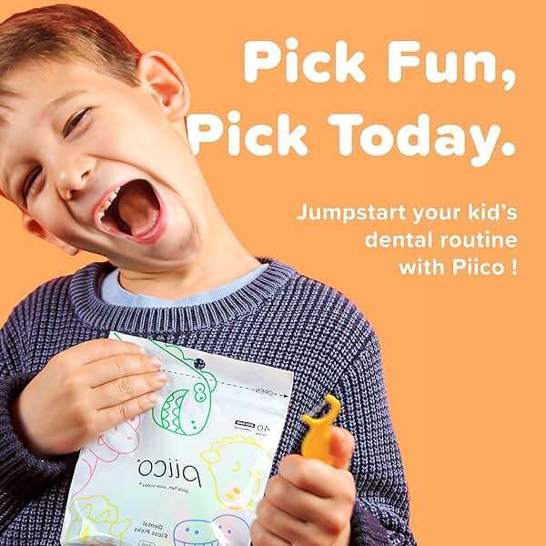 Piico Unflavored Kids Floss - No Fluoride Dual Line Dental Floss Picks - Fun Oral Care in Colorful Floss Sticks Design - Kids Flossers Avoid Tooth Decay & Gum Disease - 80 Count Dino - Image 2