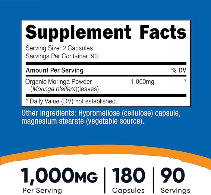 Nutricost Moringa Capsules 500mg, 180 Capsules (90 Servings) - Vegetarian Capsules, Non-GMO, Gluten Free - Image 2