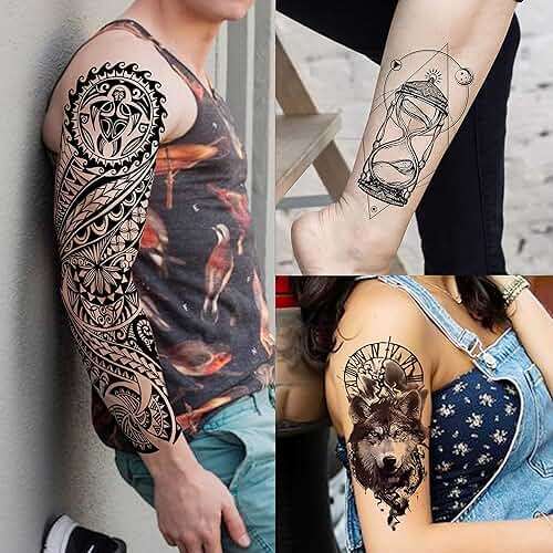 VANTATY 20 Sheets Extra Large Full Arm Temporary Tattoos For Men Adults, Tiger Snake Leopard Lion King Temporary Tattoos Sleeve For Women, Temp Waterproof Fake Tattoo Stickers For Kids Warrior Tatoos - Image 3