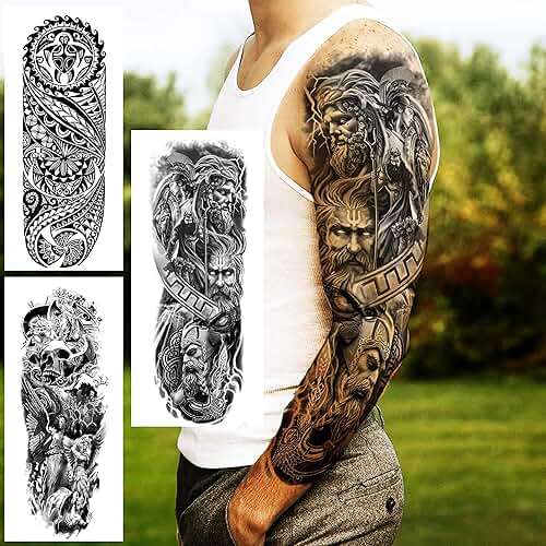 VANTATY 20 Sheets Extra Large Full Arm Temporary Tattoos For Men Adults, Tiger Snake Leopard Lion King Temporary Tattoos Sleeve For Women, Temp Waterproof Fake Tattoo Stickers For Kids Warrior Tatoos - Image 5