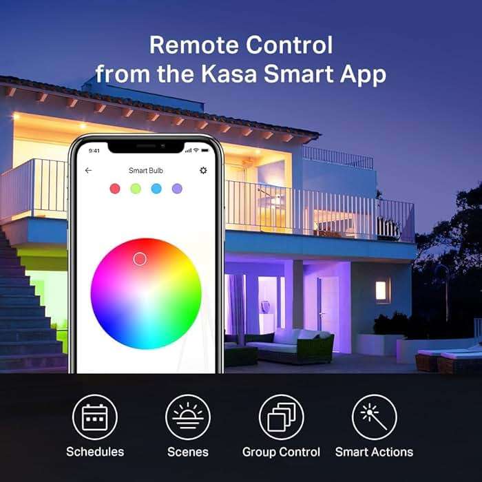 Kasa Smart Light Bulbs, Full Color Changing Dimmable Smart WiFi Bulbs Compatible with Alexa and Google Home, A19, 9W 800 Lumens,2.4Ghz only, No Hub Required, 4 Count (Pack of 1), Multicolor (KL125P4) - Image 8