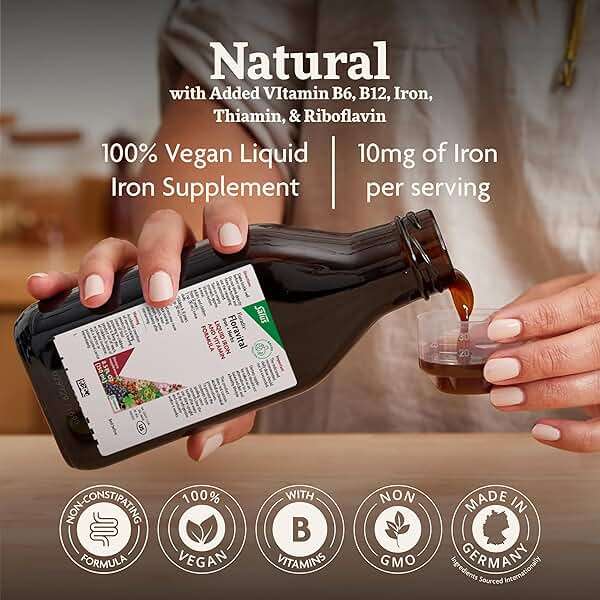 Floradix Floravital Liquid Iron & Vitamin Formula - Liquid Iron Supplement with Ferrous Gluconate, C & B Vitamins & Herbs for Energy Support - Vegan, Gluten-Free, Yeast-Free & Non-GMO -16.9 Fl Oz - Image 3
