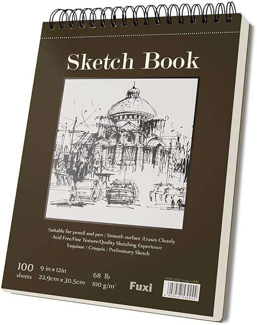Fuxi 9" x 12" Sketch Book, Top Spiral Bound Sketch Pad, 100 Sheets 68lb/100gsm Acid-Free Drawing Paper, Art Sketchbook for Drawing Pad for Kids Artists & Beginners Professional Art Supplies for Adults - Image 1