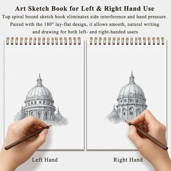 Fuxi 9" x 12" Sketch Book, Top Spiral Bound Sketch Pad, 100 Sheets 68lb/100gsm Acid-Free Drawing Paper, Art Sketchbook for Drawing Pad for Kids Artists & Beginners Professional Art Supplies for Adults - Image 7