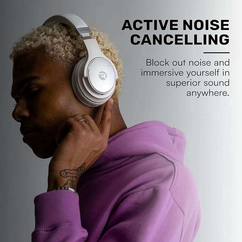 Raycon The Everyday Wireless Bluetooth Over Ear Headphones, with Active Noise Cancelling, Awareness Mode and Built in Microphone, IPX 4 Water Resistance, 40 Hours of Battery Life (Black) - Image 4