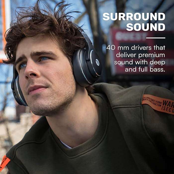 Raycon The Everyday Wireless Bluetooth Over Ear Headphones, with Active Noise Cancelling, Awareness Mode and Built in Microphone, IPX 4 Water Resistance, 40 Hours of Battery Life (Black) - Image 6