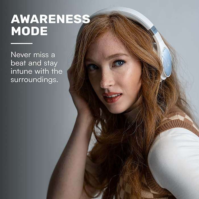 Raycon The Everyday Wireless Bluetooth Over Ear Headphones, with Active Noise Cancelling, Awareness Mode and Built in Microphone, IPX 4 Water Resistance, 40 Hours of Battery Life (Black) - Image 7