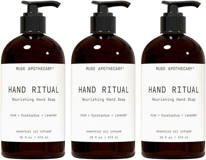 Muse Apothecary Hand Ritual - Aromatic and Nourishing Hand Soap, Infused with Natural Aromatherapy Essential Oils - USDA Certified Biobased - 16 oz, Aloe + Eucalyptus + Lavender, 3 Pack - Image 1