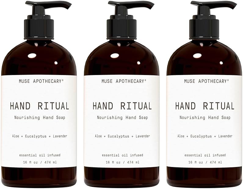 Muse Apothecary Hand Ritual - Aromatic and Nourishing Hand Soap, Infused with Natural Aromatherapy Essential Oils - USDA Certified Biobased - 16 oz, Aloe + Eucalyptus + Lavender, 3 Pack - Product Image