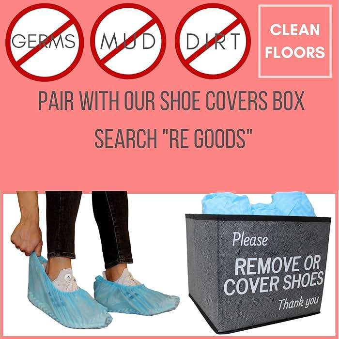 RE GOODS Shoe Covers | X Large - Extra Thick - Non Slip Soles | 100 Pack | Blue Disposable Boot and Shoe Booties | Water Resistant | 35 GSM Non Woven | Indoor or Outdoor Use - Image 2