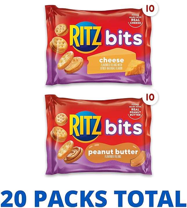 RITZ Bits Peanut Butter and RITZ Bits Cheese Sandwich Crackers Variety Pack, Lunch Snacks for Kids and Adults, 20 Snack Packs - Image 4